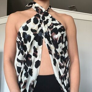 Leopard Print Women's Wrapping Skirt/Top